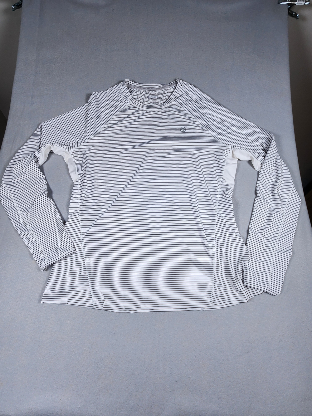 Coolibar Womens Long-Sleeve Striped Crew Neck Shirt - White/Gray
